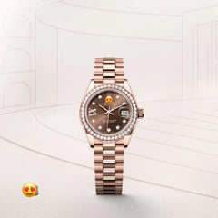Role* Lady-Datejust Oyster, 28 mm, Everose gold and diamonds (Automatic)