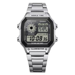 Youth Men Quartz Black Dial Digital Stainless Steel Watch